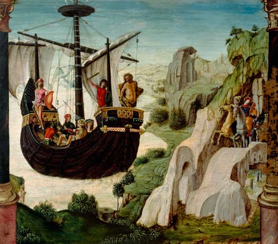 Jasón y los Argonautas en vasija griega