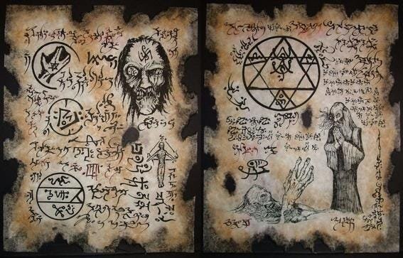 Ilustración conceptual del Necronomicón